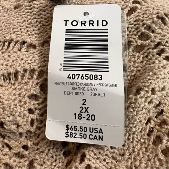 Torrid Tan Neutral Cream Pointelle Cardigan V-Neck Sweater 2X NWT Brand New - Picture 13 of 14
